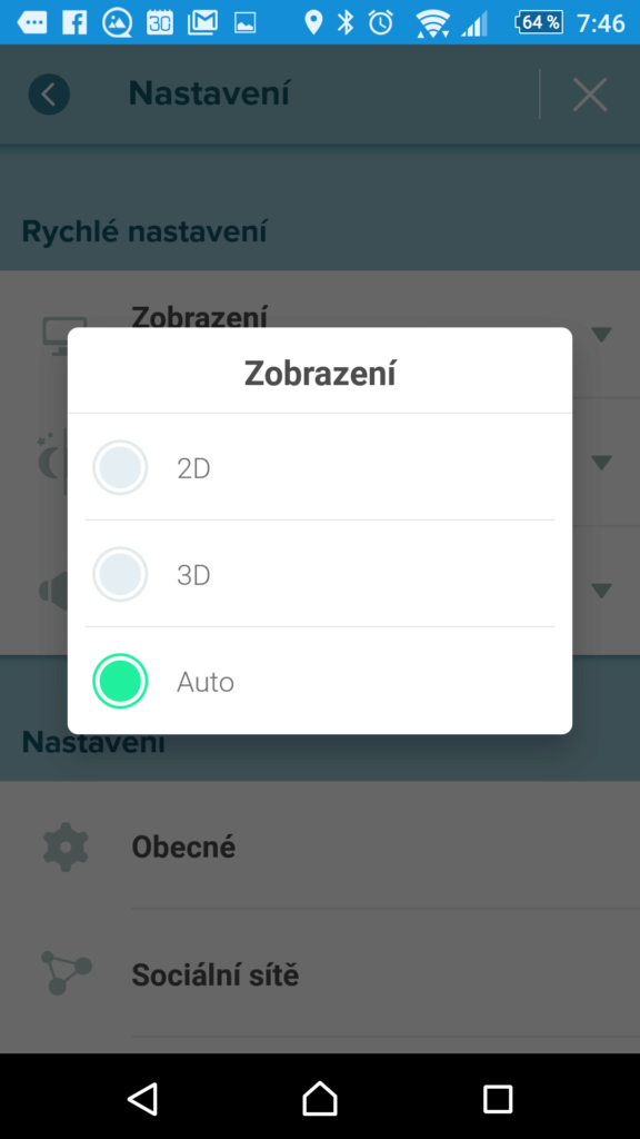 Rychlé nastavení zobrazení