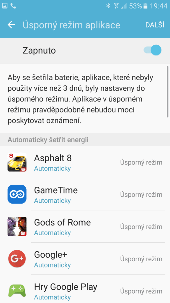 Samsung Galaxy S7 úsporný režim 2
