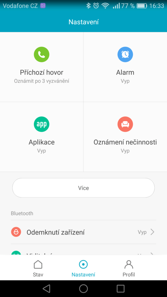 Xiaomi Mi Band 2 aplikace nastavení 2