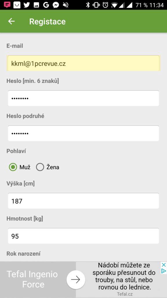 Vyplňované údaje