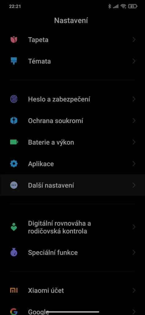 jak vypnout dolní menu softwarová tlačítka MIUI 1 nastavení