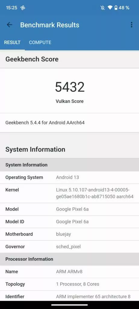 google pixel 6a geekbench
