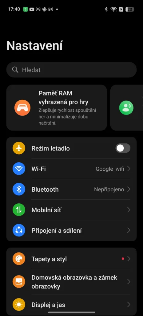 Realme UI 6.0 nastavení